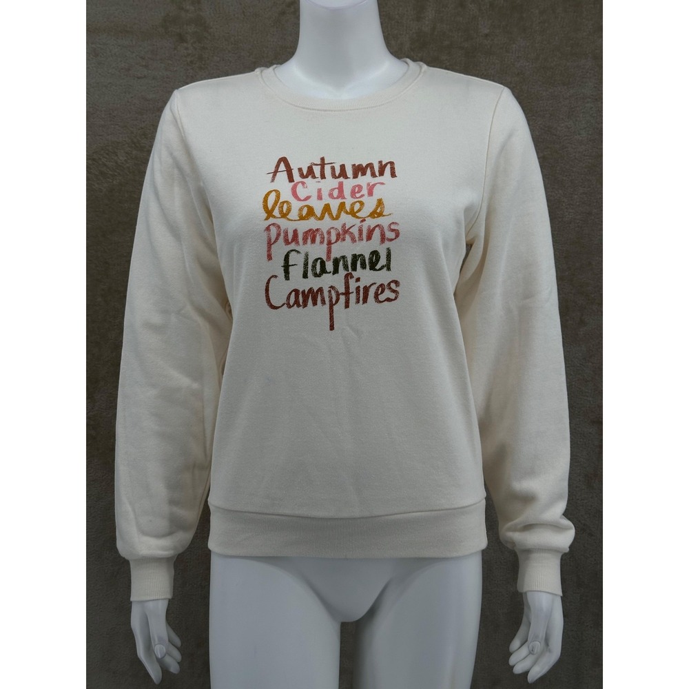 Ann Taylor LOFT Sweatshirt Womens XS Autumn Leaves Pumpkins‎ Campfires Graphic